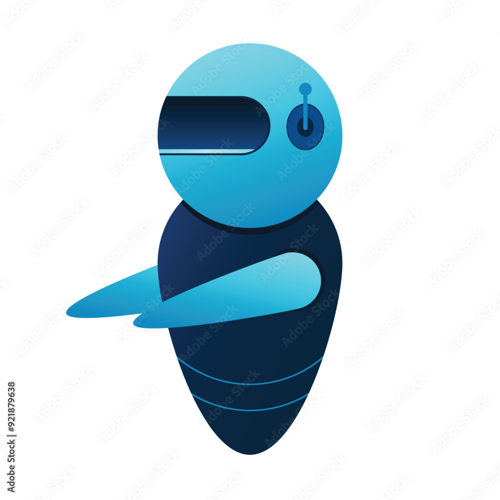 Poster futuristic robot illustration. flying robot with lens. robotic innovation technology. vector illustr
