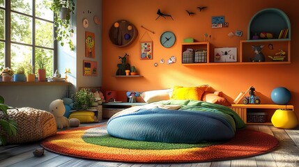 Charming kids' bedroom with unique storage and playful design elements picture