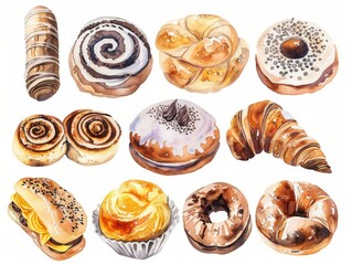 set of donuts and cake