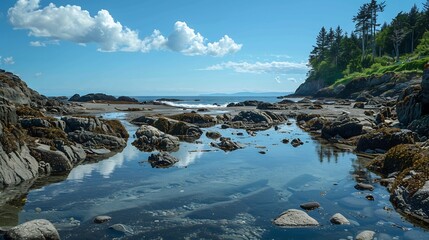 Obraz premium Rocky Coastline With Calm Water Pool