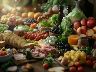 Lots of food, fruits, vegetables. Good scene for any project.