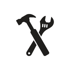 Wrench and hammer. Tools icon isolated on white background