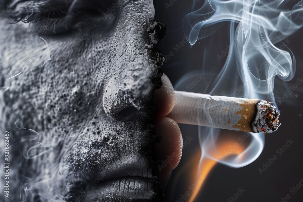 Poster introspective moment captured in smoke with a mans face half visible pondering the complexities of a