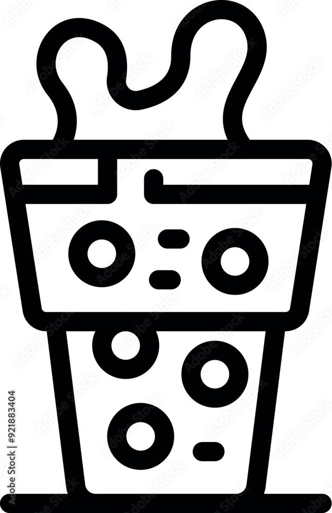 Poster line icon of a smart pot with a water level indicator and a self watering system