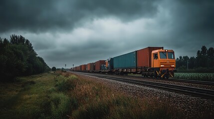 Obraz premium Freight train loaded with containers