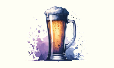 beer mug, free drink, watercolor mugs of beer, alcohol drinks, hand drawn, watercolor mugs of beer