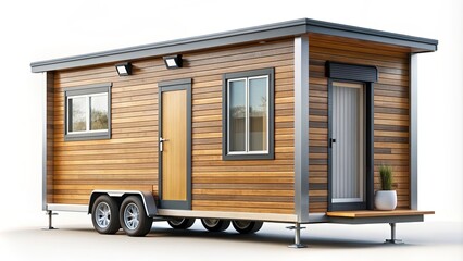 Modern tiny house isolated on white background created by Generative AI, tiny house, modern, isolated