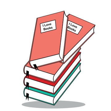 stacked books with red and teal covers clip art preview