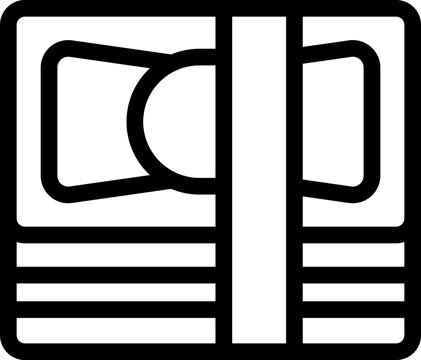 recommend clip art: Simple black and white line art vector icon of a vhs cassette tape, evoking nostalgia for vintage media formats