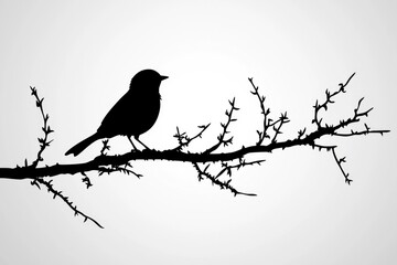 Silhouette of a Bird Perched on a Branch