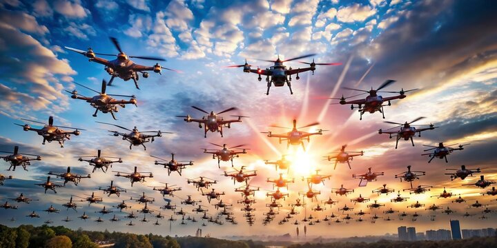 AI-powered drone swarms performing synchronized aerial displays at a major international event