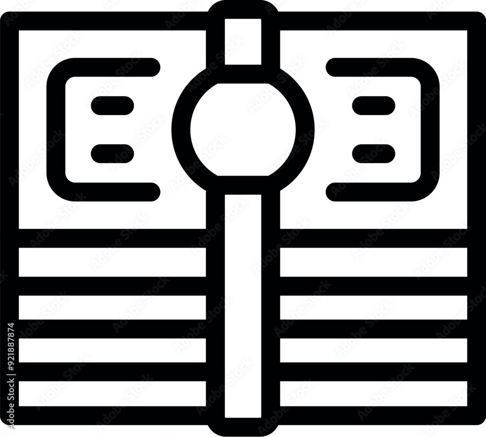 Poster simple vector icon of a stack of paper money secured with a round seal and a paperclip