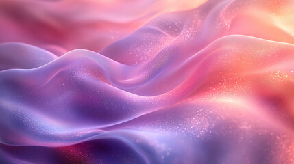 Fototapeta premium Abstract Soft Fabric in Pastel Colors. A close-up of soft, flowing fabric in pastel colors of pink, purple, and peach, creating a dreamy abstract look.
