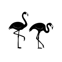 Silhouette of Flamingo Set Vector Art Illustration