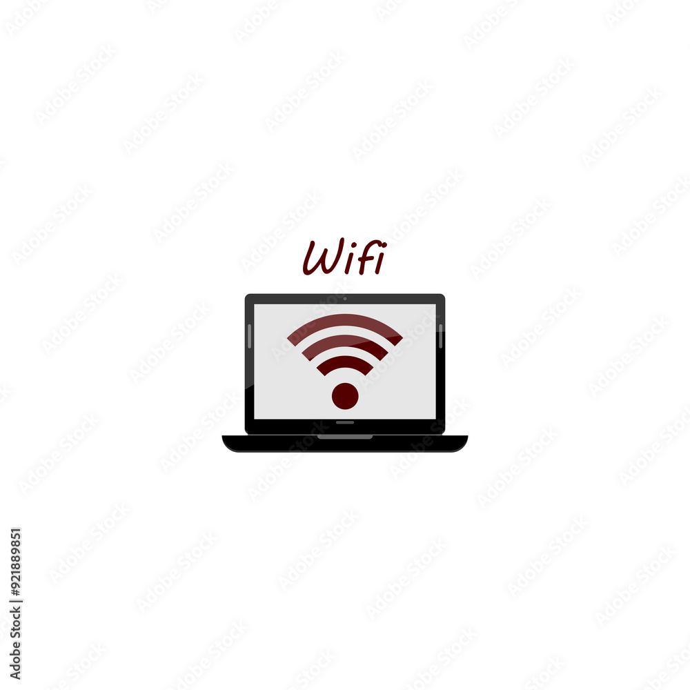 Poster laptop screen icon with wifi icon isolated on transparent background