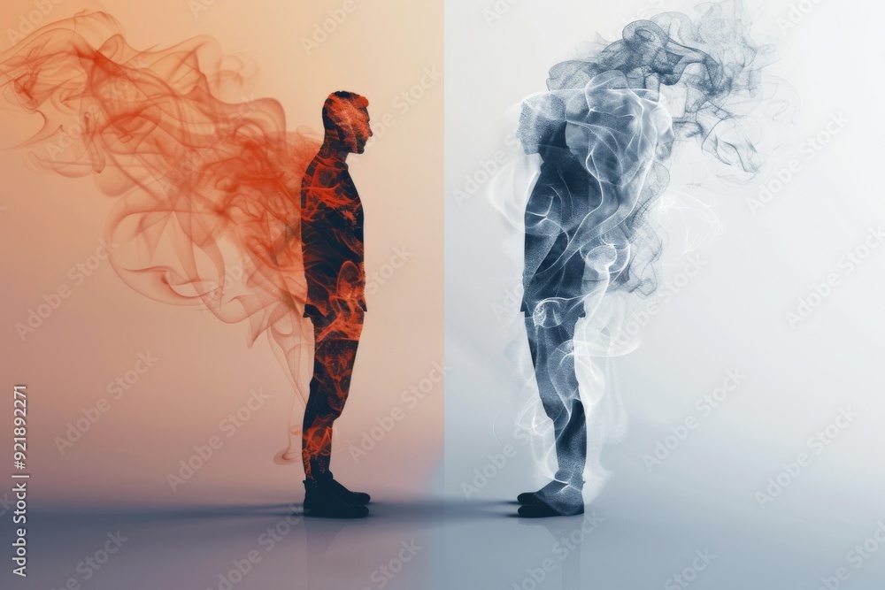 Poster abstract representation of a figure dissolving into smoke emphasizing the fading existence due to sm