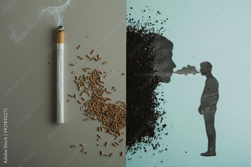 Aufkleber explosive imagery of a head bursting into flames and smoke visualizing the intense struggle within a