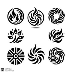 Obraz premium tribal flame tattoo Black and White Vector Silhouette Illustrations Clip Art Graphic Design Elements