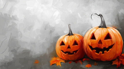 Halloween on a pastel gray background.