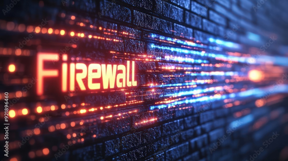 Poster network firewall with data streams, the word 