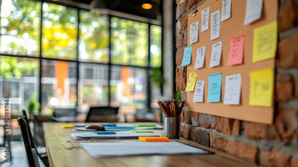 Poster decision-making process in a business environment, flowcharts and data graphs, professional office s