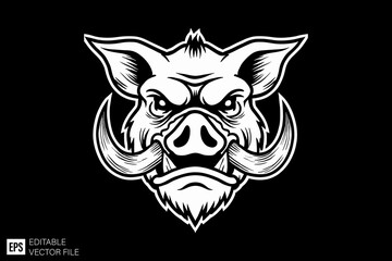 Fototapeta premium set of pig vector illustration black and white silhouette graphic design template