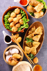 asian food selection, top view