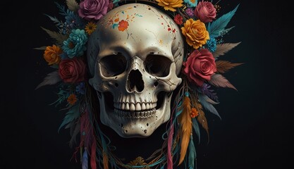 Colorful Floral Skull Art