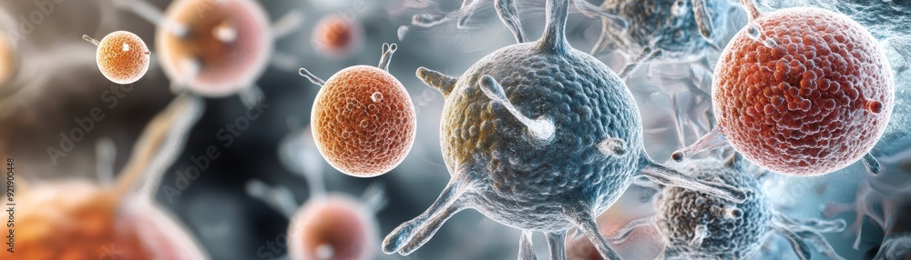 Poster abstract image of cells and biological structures.