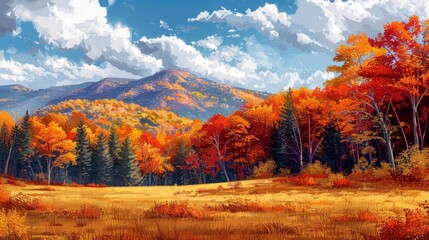 Fototapeta premium portrait of forest and river in autumn in the afternoon