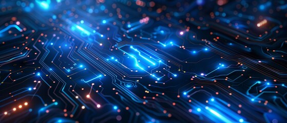 Fototapeta premium A blue background with many small blue and red dots