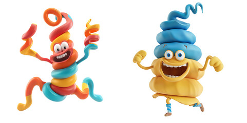 Fototapeta premium 3D Playful Tornado Character Spinning with Joy, on a isolated transparent background