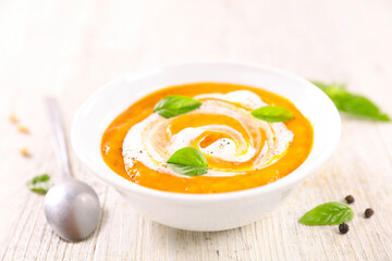 pumpkin soup with cream and herbac