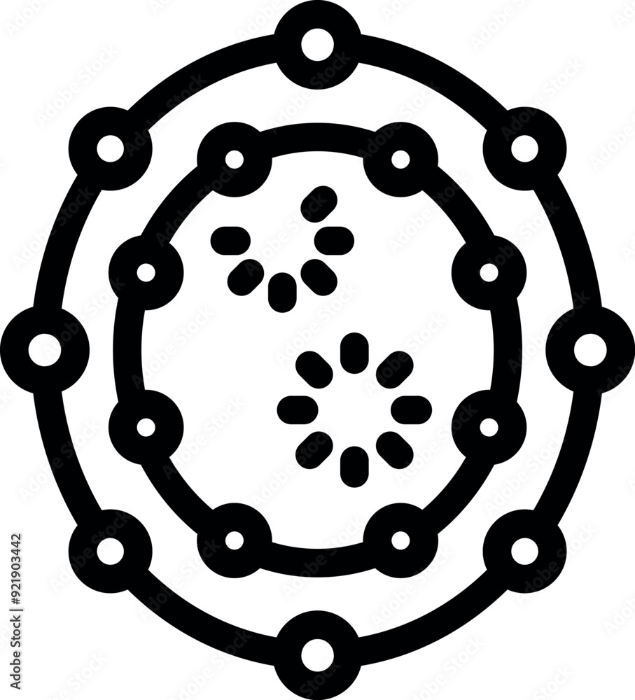Poster simple atomic model with electrons orbiting around the nucleus, suitable for science and education c