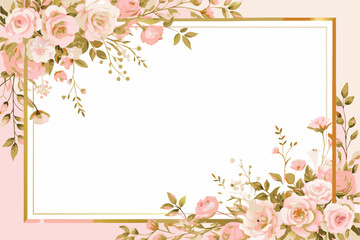 Watercolor Vintage botanical wreath floral frame with circles
