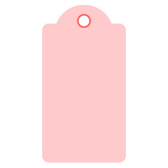 A pink gift tag or label with a hole at the top
