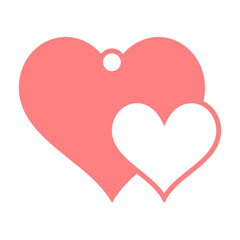 Two pink hearts, one larger and one smaller, on a white background