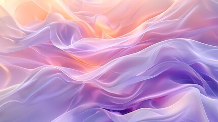 Fototapeta premium Abstract pastel waves, gentle curves in shades of lavender, mint, and peach, flowing and seamless, hd quality, light and ethereal feel, smooth blending. --ar 16:9 --v 6.0 --s 250 --style raw