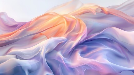 Obraz premium Abstract pastel waves, gentle curves of mint, lavender, and peach, fluid and dynamic, hd quality, light and ethereal feel, smooth blending. --ar 16:9 --v 6.0 --s 250 --style raw