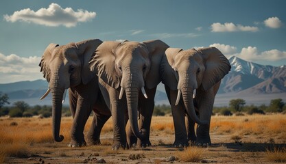 Majestic Elephants in Natural Habitat