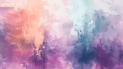 Fototapeta premium Fluid pastel brush strokes, soft hues of lavender, mint, and peach, abstract and dynamic design, hd quality, light and airy feel, smooth blending. --ar 16:9 --v 6.0 --s 250 --style raw