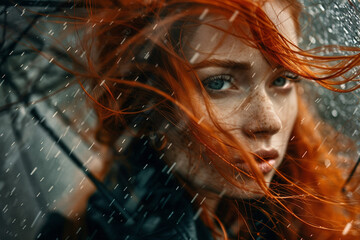 Nature disaster concept, Generative AI illustration of huge storm flood ecological water crisis