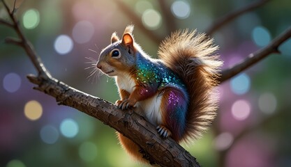 Fototapeta premium Colorful Squirrel in Nature