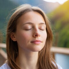Back View Portrait with Mountainous Landscape