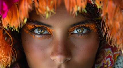 Obraz premium Portrait of an indigenous woman looking at the camera smiling and happy. Hispanic woman.