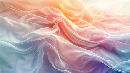 Pastel abstract waves, gentle curves in shades of mint, lavender, and peach, smooth transitions, high-definition quality, light and airy design, flowing and elegant. --ar 16:9 --v 6.