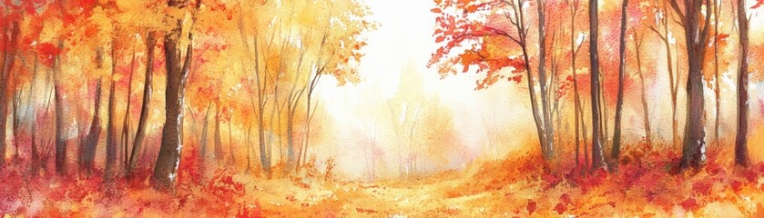 A serene autumn forest scene with vibrant foliage, showcasing the beauty of fall colors and natural landscape, perfect for seasonal imagery.