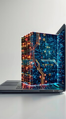 Photo Realistic Laptop and Coding Book Concept for Modern Education and Technology Integration on Clean Background   Adobe Stock Photo