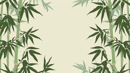 Fototapeta premium Elegant bamboo frame with lush green leaves on a light background, perfect for designs needing a touch of nature and serenity.
