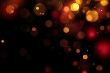 Golden blurred bokeh lights on black background. Glitter sparkle stars for celebrate. Overlay for your design